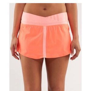 Lululemon Run Pace Skirt Pop Orange Pink Bleached Coral Ocean Stripe Sz 6